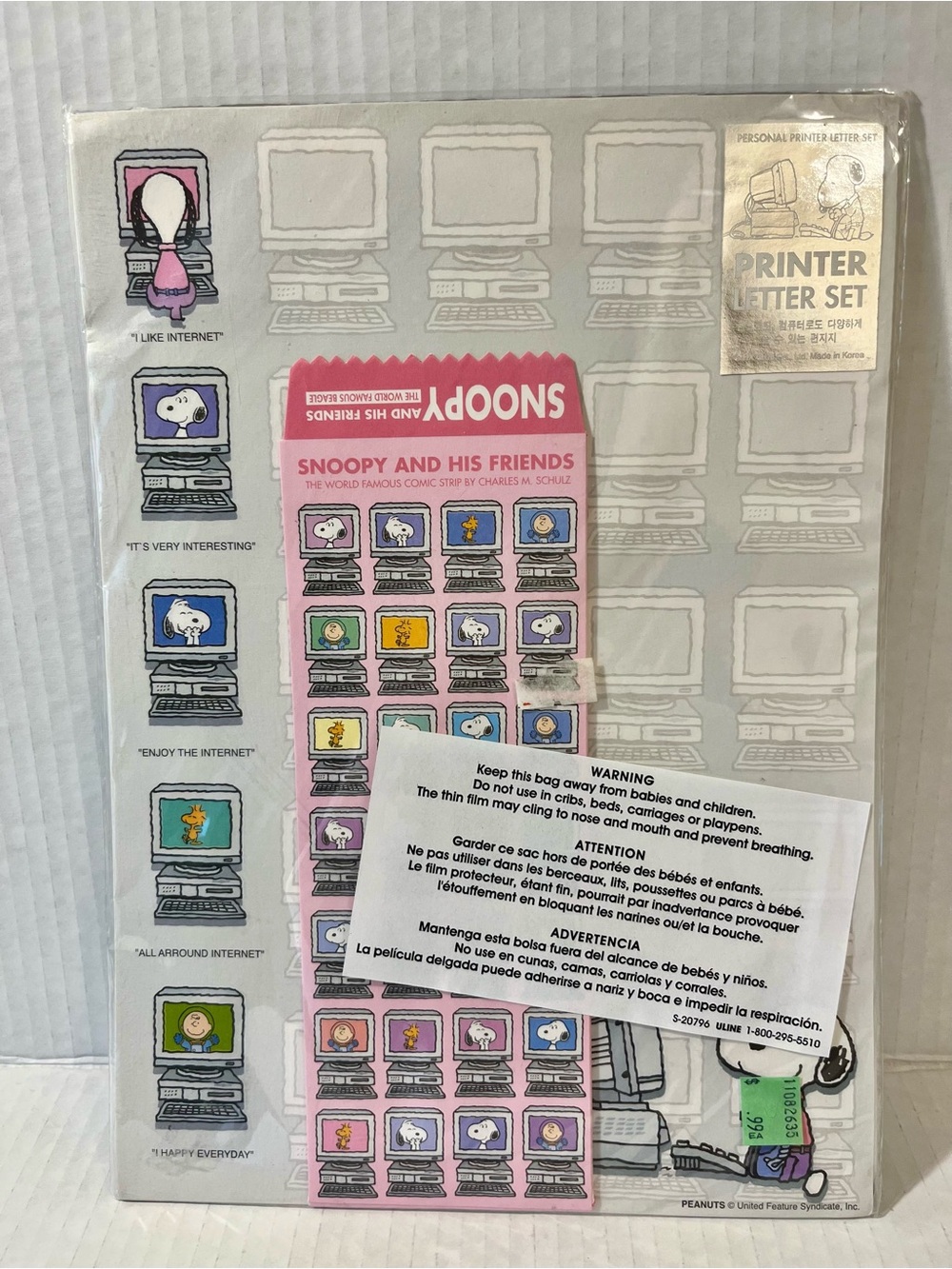 Peanuts Pink & Gray Laptop Sticker Sheets with Snoopy and Friends